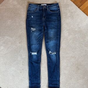 Flying Monkey Dark Blue Distressed Skinny Jeans
